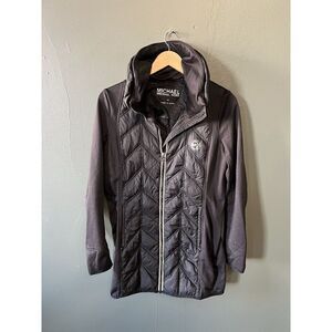 Michael Kors Down Puffer Jacket Sweatshirt Sleeves Womens Size Medium Black